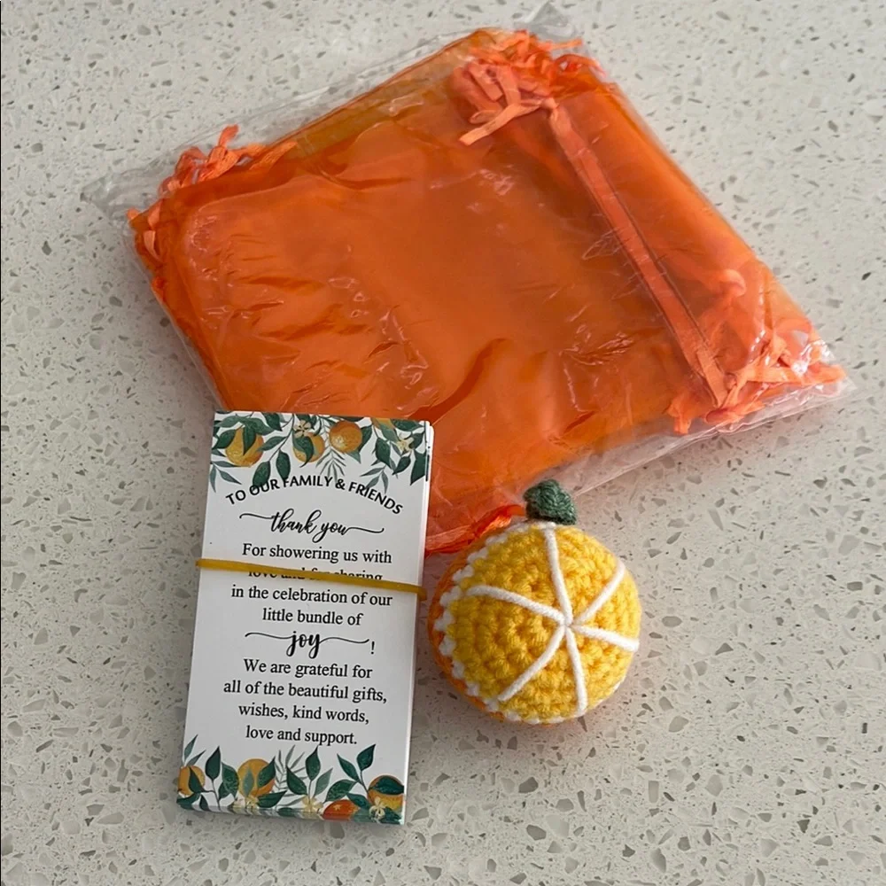 Orange Gift Bag with Yellow Crochet Citrus